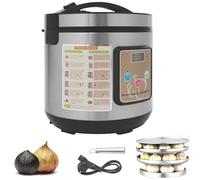 Fermentador negro 6L, 90 W, 220 V, fermentador automático con olla interior y 3 niveles de ajo, control de tiempo y temperatura, 12 - 15 días, cocina de ajo para hacer negro (plata)