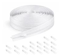 Fermetures Éclair Blanc 10 M x 5mm, Fermeture Éclair au Mètre, Blanc | Fermetures Eclair en Nylon Sans Fin avec Curseur pour Couture et Travaux Manuels, avec 20 Curseurs