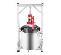 Fermoirper Prensa de vino de frutas de 22 litros, con soporte y gato, cesta de acero inoxidable, prensa de frutas, prensa de frutas 3T, acero inoxidable hidráulico para verduras, vino, queso, puré