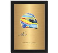 Fernando Alonso 2023 - Foto firmada de casco de F1 A4 enmarcada