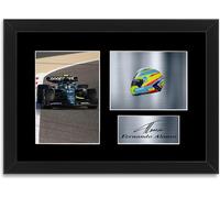 Fernando Alonso 2023 - Soporte para foto firmado para casco de coche A4 con marco