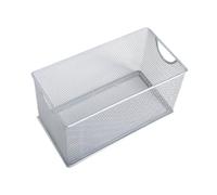 FerneeButy Caja de Almacenaje de Malla Metálica, Cesta Rectangular Abierta para Estantes, Armario, Oficina, Encimera- Plata