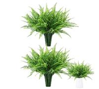 Ferns Boston artificiale 2pcs materiale ABS | Piante di felce finte Decorative per interni ed esterni | Greenery artificiale realistico per giardino e Cortile del Portico | Eleganti Foglie di felci f