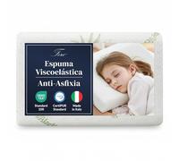 Ferò Almohada Bebe Antiahogo 30x50x5,5 cm de Espuma Viscoelástica, Certificados Oeko-Tex® y CertiPUR™, con Funda Extraíble de Aloe Vera, Almohada Niños 2 Años