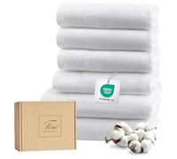Ferò Juego de Toallas de 6 Piezas 100% Algodon Premium Low Twist 550 g/m^2, Ultra Suaves y Absorbentes, Secado Rapido, OEKO-TEX, Diseño Italiano, 4 Manos, 2 Toallas de Baño, 50x100 & 70x140 cm, Blanco
