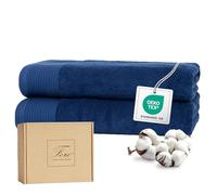 Ferò Juego de Toallas de Baño de 2 Piezas 100% Algodón Premium Low Twist, 550 g/m², Ultra Suaves y Absorbentes, Secado Rapido, Oeko-Tex, Diseño Italiano, 2 Toallas de Baño, 70x140 cm, Azul Marino