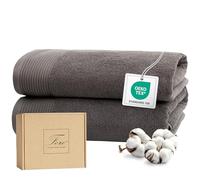 Ferò Juego de Toallas de Baño de 2 Piezas 100% Algodón Premium Low Twist, 550 g/m², Ultra Suaves y Absorbentes, Secado Rapido, Oeko-Tex, Diseño Italiano, 2 Toallas de Baño, 70x140 cm, Gris