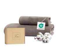 Ferò Juego de Toallas de Lujo de 2 Piezas 100% Algodón Premium Low Twist, 550 g/m², Ultra Suaves, Oeko-Tex, Diseño Italiano, 1 Toalla de Mano 50x100, 1 Toalla de Invitado 50x30 cm, Tortora