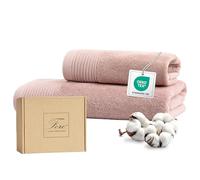 Ferò Juego de Toallas de Lujo de 2 Piezas 100% Algodón Premium Low Twist, 550 g/m², Ultra Suaves, Oeko-Tex, Diseño Italiano, 1 Toalla de Mano 50x100, 1 Toalla de Invitado 50x30 cm, Rosa