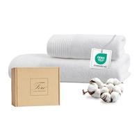 Ferò Juego de Toallas de Lujo de 2 Piezas 100% Algodón Premium Low Twist, 550 g/m², Ultra Suaves, Oeko-Tex, Diseño Italiano, 1 Toalla de Mano 50x100, 1 Toalla de Invitado 50x30 cm, Blanco