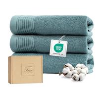 Ferò Juego de Toallas Faciales de 3 Piezas, 100% Algodón Premium Low Twist, 550 g/m², Ultra Suaves, Oeko-Tex, Diseño Italiano, 3 Toallas de Invitado, Toallas de Bidet, 50x30 cm, Azul Claro