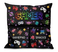 Ferocity Almohada con Bolsillos Regalo Divertidas Cojín Decorativo Suave con Bolsa de Almacenamiento de Relleno para Noche de Cine Cumpleaños Día de San Valentín en el Sofá Cama Motivo Gamer [091]