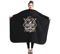 Ferocity Capa de barbería con logo de texto 140 x 110 cm Delantal negro profesional para salón de barberos y uso doméstico The Barber Shave Parlor [111]