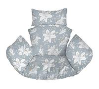 Ferocity Cojín de Silla de Hamaca XXL, Colgante Huevo Cojines, Columpio Silla Cojín Respaldo con Almohada para la Cabeza, Cjín Impermeable, para Patio Jardín, Blue Flowers (Lilies) [114]