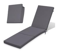 Ferocity Colchón para Tumbona de jardín 198x58x4 cm Plegable | Colchón para Tumbona con Ruedas Resistente a la Intemperie y Lavable con Funda extraíble | Modelo Gris Oscuro Grafito [145]