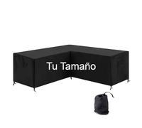 Ferocity Funda en Forma de L para Muebles de jardín a Medida, Transpirable para Mesa y sillas, Resistente al Agua, Resistente al Viento, Funda Protectora para Mesa de jardín, Negro [131]