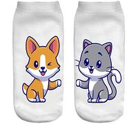Ferocity Funny Calcetines Divertidos 36-40 Tema de Deporte de los Modelos Lindo de Algodón de Colores 3D High Five Cat & Dog [001]