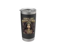 Feroz Como la Reina Ester Mujer Bíblica Fe Cristiana Vaso térmico de acero inoxidable de doble pared