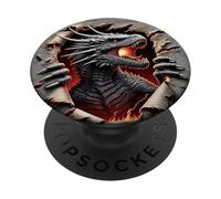 Feroz ráfaga del dragón Negro PopSockets PopGrip Intercambiable
