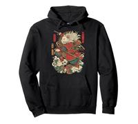 Feroz Samurai Cat Warrior Ukiyo-e Mitología Japonesa Sudadera con Capucha