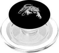 Feroz Tigre Pounce Line Art Wild Predator Diseño Gráfico PopSockets PopGrip para MagSafe