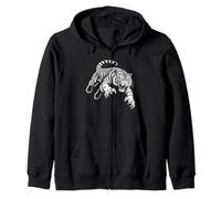 Feroz Tigre Pounce Line Art Wild Predator Diseño Gráfico Sudadera con Capucha
