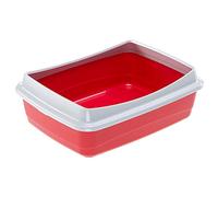 Ferplast 72041099W1 Bandeja Sanitaria Abierta para Gatos Nip 10 Plus Caja de Arena para Gatos, Marco de Contención Extraíble, 47 x 36 x 15.5 Cm Burdeos
