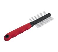 FERPLAST 85864899 Peine Doble con Mango Perro Gato Gro 5864, Metal, Rosso, Mediano