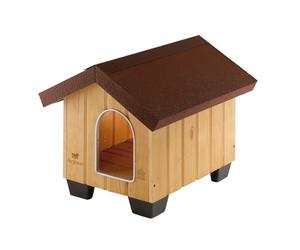 Ferplast 87000000 Caseta de Exterior para Perros Domus Mini, Robusta Madera Ecosostenible, Pies de Plástico, Puerta con Revestimiento Resistente a Las Mordeduras, 50 x 65 x 47.5 Cm, Negro