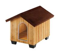 Ferplast 87001000 Caseta de Exterior para Perros Domus Small, Robusta Madera Ecosostenible, Pies de Plástico, Rejilla de Ventilación, 61 x 74.5 x 55 Cm, Negro