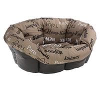 Ferplast Cojín para Cama de Perros y Gatos SOFÀ Cushion 8 Funda Acolchada para Cama de Animales Tipo Cesta de plástico, Algodón Lavable, Regulable con cordón elástico, 85 x 62 x h 28,5 cm Marrón