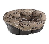 Ferplast Cojín para Cama de Perros y Gatos SOFÀ Cushion 2 Funda Acolchada para Cama de Animales Tipo Cesta de plástico, Algodón Lavable, Regulable con cordón elástico, 52 x 39 x h 21 cm Marrón