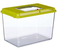 Ferplast Acuario de plástico para peces GEO MAXI Tanque de 21 L, Acuario terrario para insectos y tortugas, Plástico, Rejillas de ventilación, 41,3 x 26 x h 29,8 cm Verde
