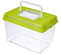 Ferplast Acuario de plástico para peces GEO MEDIUM Tanque de 2,5 L, Acuario terrario insectos y tortugas, Plástico, Rejillas de ventilación, Asa para el transporte, 23,2 x 15,3 x h 16,6 cm Verde