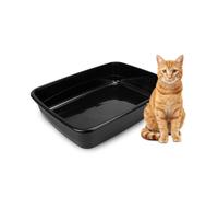Ferplast Arena para Gatos, Inodoro Abierto para Gatos, Arena para Mascotas, con Bordes Altos, 49,5 x 64,5 x h 14,5 cm, Arena para Gatos Grande NIP 30, Negro