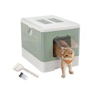 Ferplast Arenero Gatos con Cajón Extraíble, Doble Filtro de Carbón Activado, Pala y Cepillo, Rejilla para la Limpieza de Las Patas (L 39 x F 52 x A 40 cm), Verde