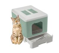 Ferplast Arenero Gatos con Cajón Extraíble, Doble Filtro de Carbón Activado, Pala y Cepillo, Rejilla para la Limpieza de Las Patas (L 39 x F 52 x A 40 cm), Verde