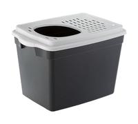 Ferplast Arenero Gatos Cubierto, Arenero Gato, con Entrada Superior, Tapa Perforada, 38,8 x 57,5 x h 39 cm, Caja de Arena para Gatos Grande Jumpy, Negro