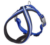 Ferplast Arnés para Perros Daytona Cross, Arnés para Perros en Nylon, Talla Pequeña/Mediana, Acolchado, Reflectante y Ajustable. con Hebilla magnética. Azul