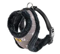 Ferplast Arnés para Perros Gatos Nikita Fur S, Transpirable, Piel Ecológica Suave, Cintura Ajustable, Taupe