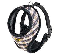 Ferplast Arnés para Perros Nikita Fur XL, Transpirable, Piel Ecológica Suave, Circunferencia Ajustable, Tartán