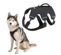 Ferplast Arnés Perro Ajustable L Pecho 70-80 cm con Asa, Negro | Arnés acolchado y reflectante para comodidad, control y seguridad en paseos, senderismo y actividades al aire libre