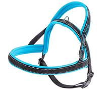 Ferplast Arnés Sport Dog, Arnes Perro Mediano, Arnes Tipo Sueco, Suave Acolchado, Costuras Reflectantes, Cierre de Clip, Ajustable, Etiqueta para el Nombre del Perro, Azul