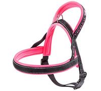 Ferplast Arnés Sport Dog, Arnes Perro pequeño, Arnes Tipo Sueco, Suave Acolchado, Costuras Reflectantes, Cierre de Clip, Ajustable, Etiqueta para el Nombre del Perro, Fucsia