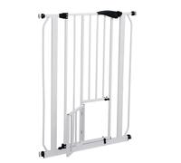 Ferplast Barrera de separación para perros y gatos PET GATE Barrera de interior, Valla, Robusto metal pintado Blanco y plástico, Cierre de seguridad, Abre en los dos sentidos, 73 x h 105 cm