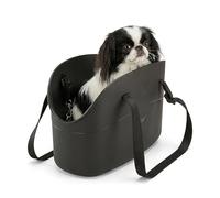 Ferplast Bolso para Perros Transportín Perro de hasta 5 kg. Transportín Gato, Plástico Engomado, Impermeable y Lavable, Asas Ajustables, Correa de Seguridad, 35 x 14 x 22 cm. Negro