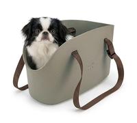 Ferplast Bolso para Perros Transportín Perro de hasta 5 kg. Transportín Gato, Plástico Engomado, Impermeable y Lavable, Asas Ajustables, Correa de Seguridad, 35 x 14 x 22 cm. Gris