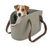 Ferplast Bolso para transportar perros de talla pequeña WITH-ME, EVA, Suave plástico de goma, Lavable, Asas regulables, Correa de seguridad incluida, 21,5 x 43,5 x h 27 cm Tórtola
