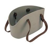 Ferplast Bolso para Perros Transportín Perro de hasta 8 kg. Transportín Gato, Plástico Engomado, Impermeable y Lavable, Asas Ajustables, Correa de Seguridad, 43,5 x 21,5 x 27 cm. Gris