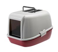 Ferplast Caja de Arena Cerrada con tamiz para Gatos MAGIX Bandeja Sanitaria con tamiz Cerrada, Plástico, Puerta basculante, Dos filtros de carbón Activo incluidos, 45,5 x 55,5 x h 41 cm Burdeos